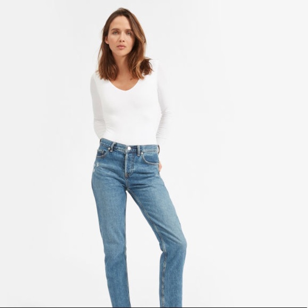 Everlane Long-Sleeve V-Neck Bodysuit